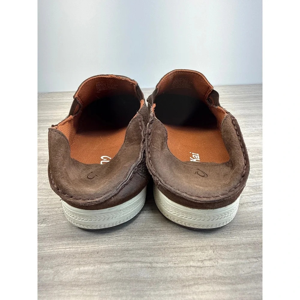 OluKai Pahono Brown Suede Drop-In Heel Loafers Men's Size 10 Slip On Shoes